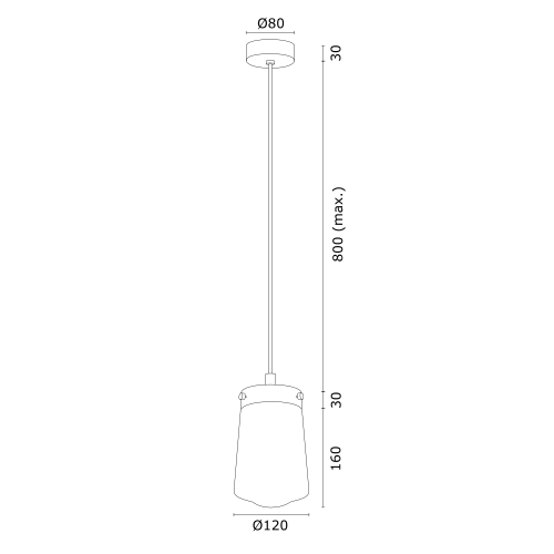 Pasadena hanglamp technische tekening met afmetingen