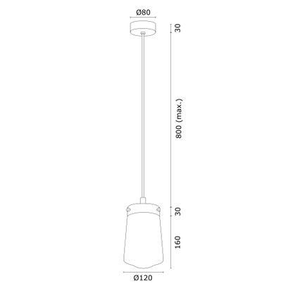 Pasadena hanglamp technische tekening met afmetingen