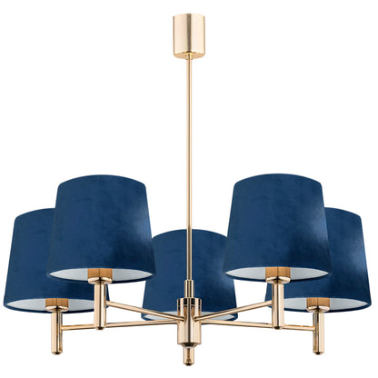 Ponte hanglamp Marineblauw-donkermessing 5-lichts