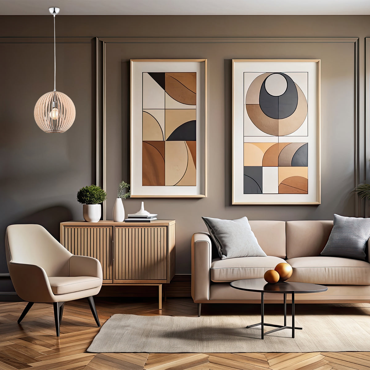 Portoryko houten hanglamp sfeerfoto