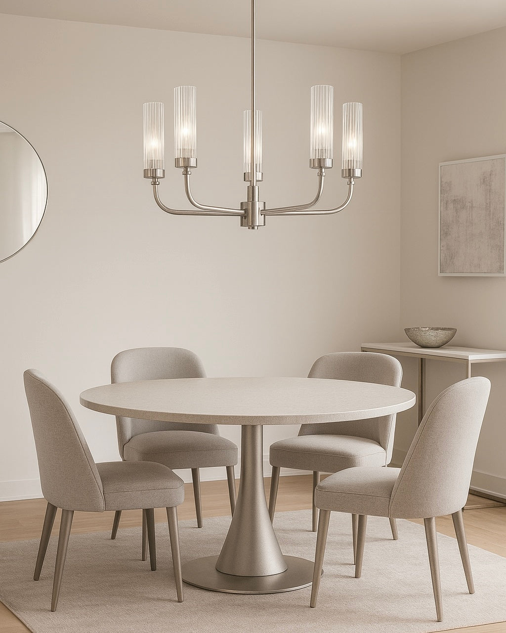 Preston nikkel ribbelglas kroonluchter foto 3