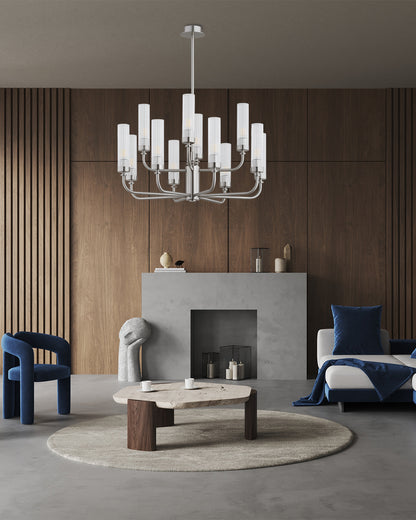 Preston nikkel ribbelglas kroonluchter foto 16