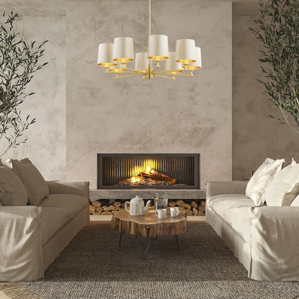 Princeton beige-goud kroonluchter sfeerfoto 11