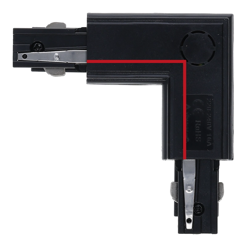 Lumexa 3-fase rail L-connector binnenhoek zwart toepassing