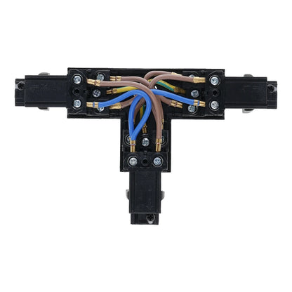 Lumexa 3-fase rail T-connector links-2 zwart vooraanzicht