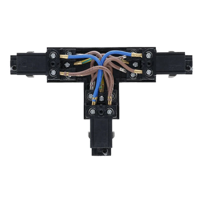 Lumexa 3-fase rail T-connector links-1 zwart vooraanzicht