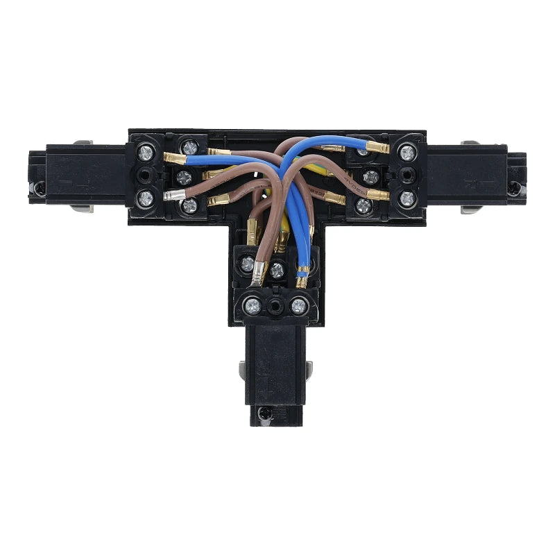 Lumexa 3-fase rail T-connector rechts-1 zwart vooraanzicht