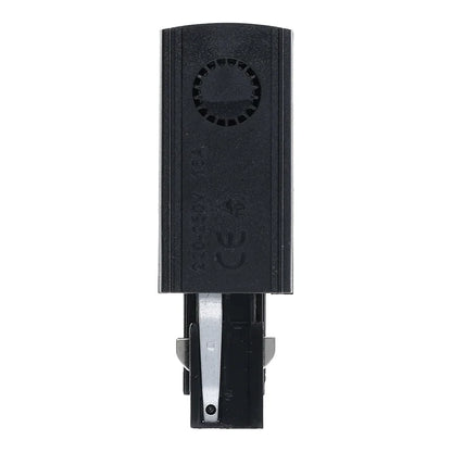 Lumexa 3-fase rail power connector links zwart zijaanzicht