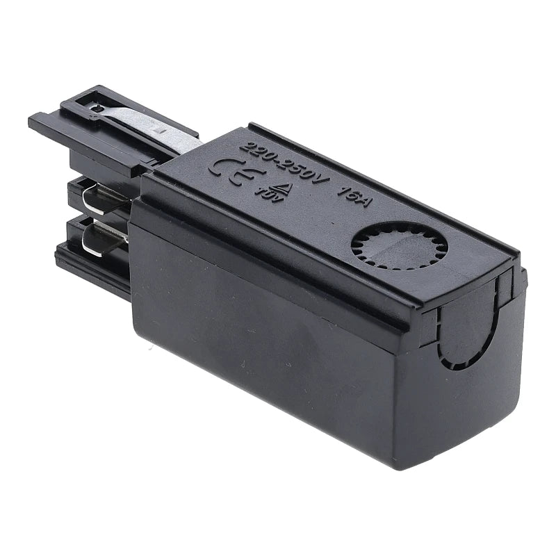 Lumexa 3-fase rail power connector links zwart aansluiting