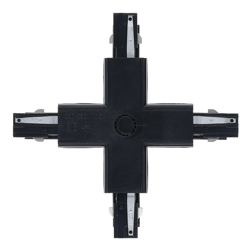 Lumexa 3-fase rail X-connector zwart zijaanzicht