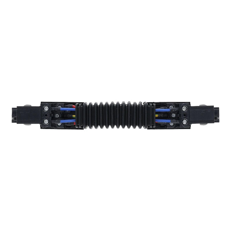 Lumexa 3-fase rail flexibele connector zwart vooraanzicht
