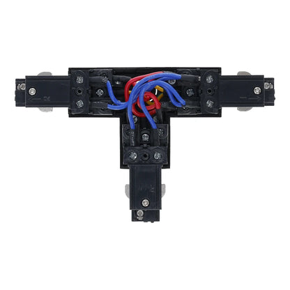 Lumexa 3-fase rail T-connector rechts-2 zwart vooraanzicht