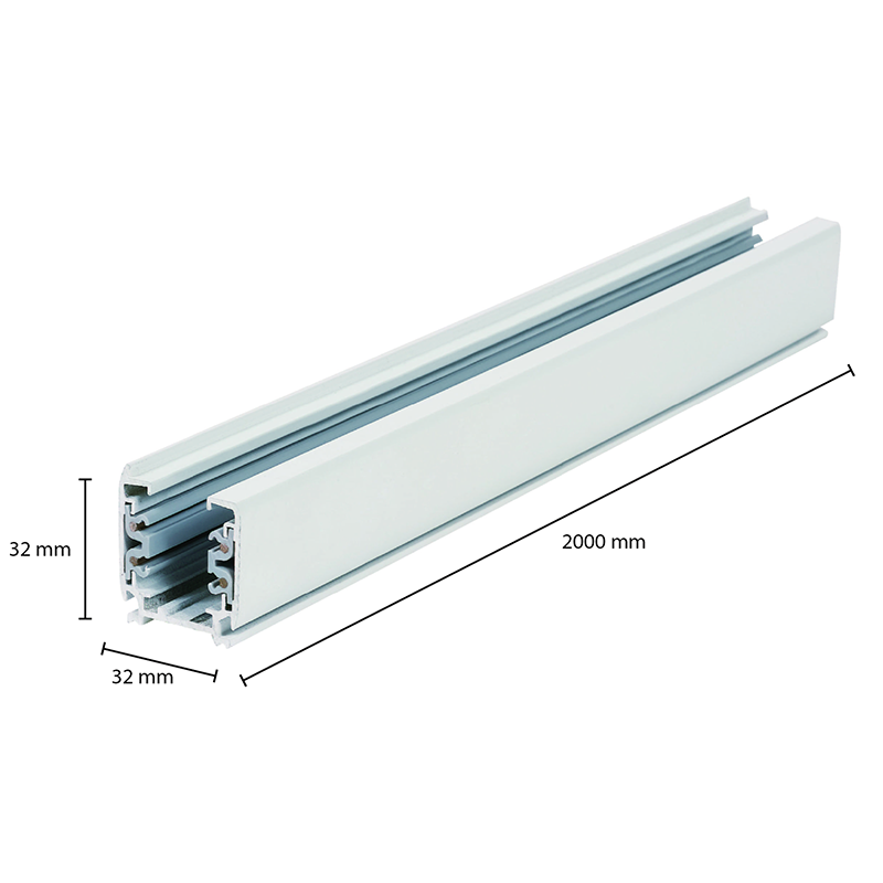 Lumexa 3-fase stroomrail 200 cm wit detail