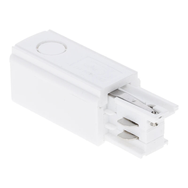 Lumexa 3-fase rail power connector links wit zijaanzicht
