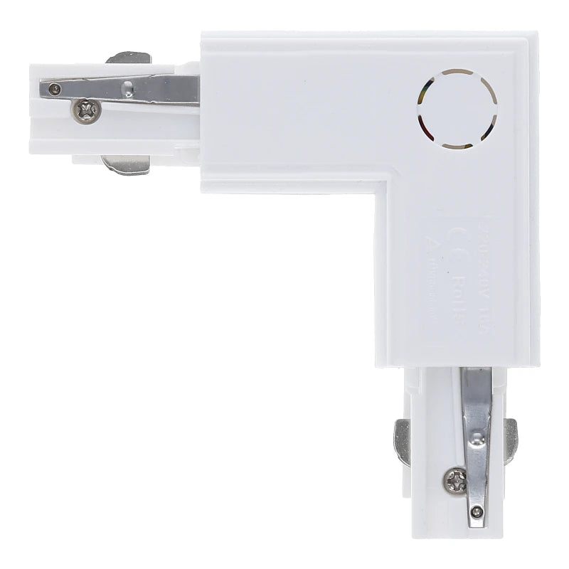 Lumexa 3-fase rail L-connector buitenhoek wit zijaanzicht