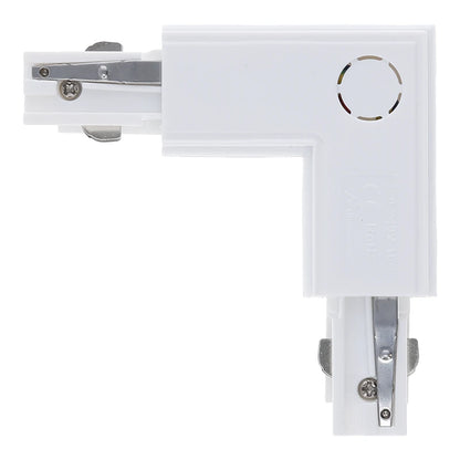 Lumexa 3-fase rail L-connector buitenhoek wit zijaanzicht