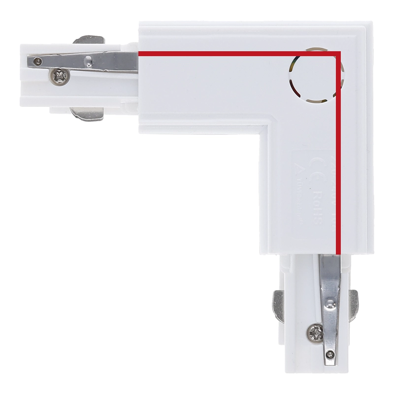 Lumexa 3-fase rail L-connector buitenhoek wit toepassing
