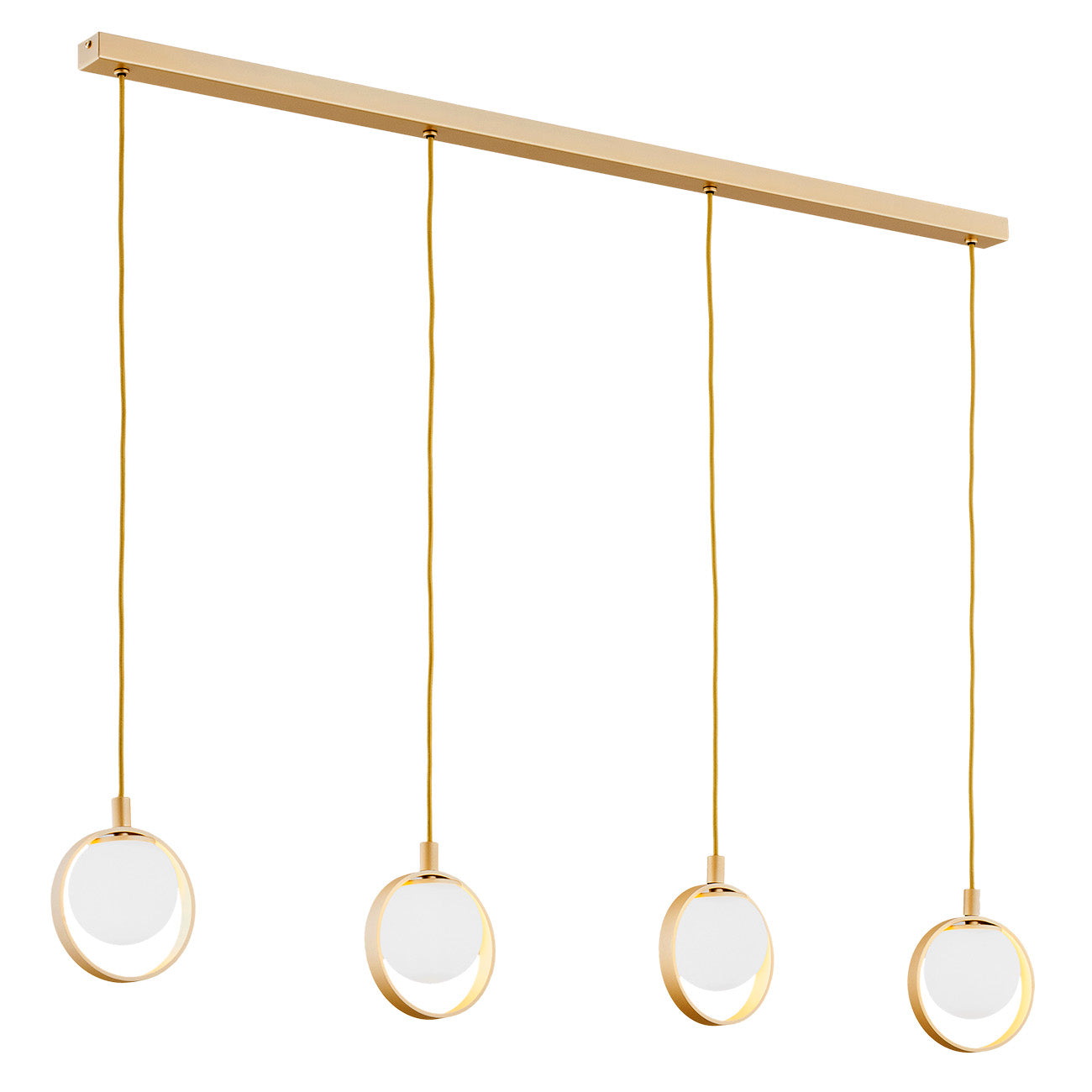 Saturnia hanglamp Opaalglas-goud 4-lichts