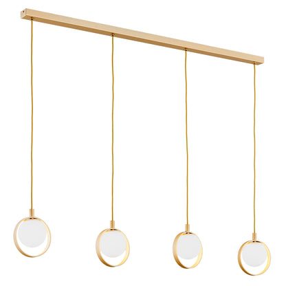 Saturnia hanglamp Opaalglas-goud 4-lichts