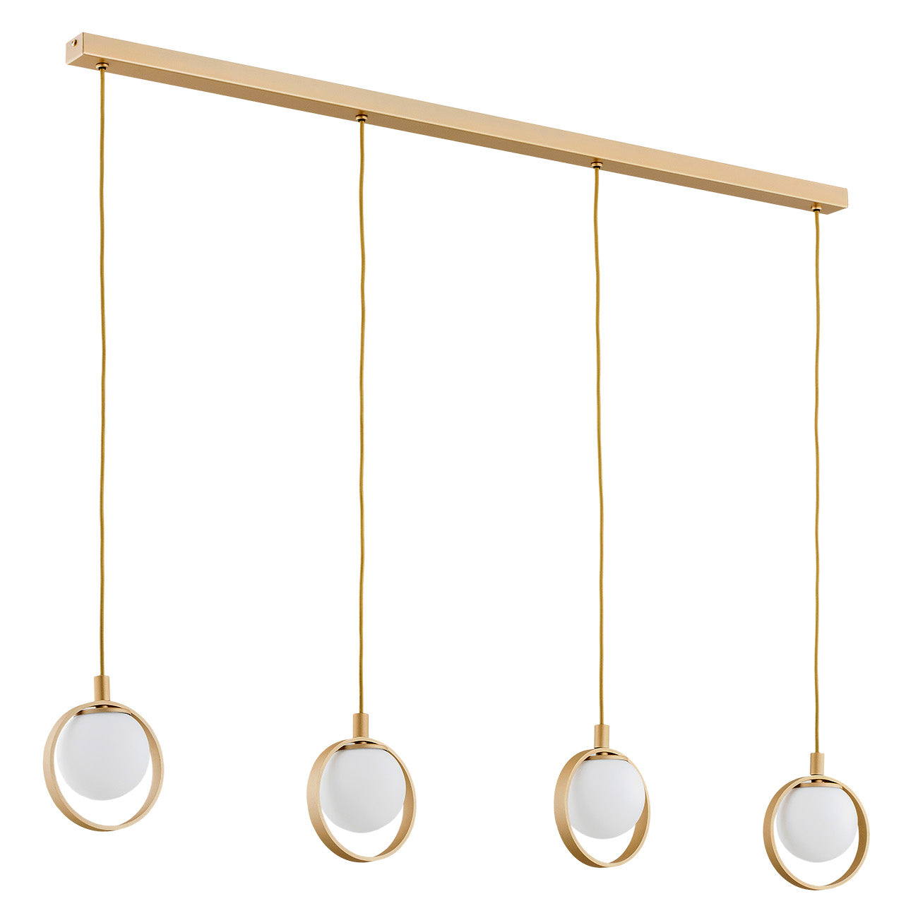 Saturnia hanglamp Opaalglas-goud 4-lichts
