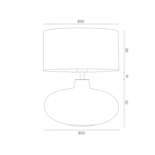 Sekwana tafellamp technische tekening met afmetingen