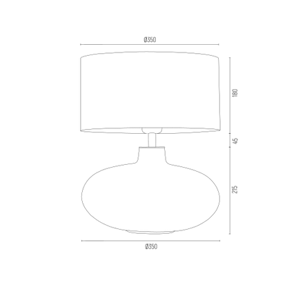 Sekwana tafellamp technische tekening met afmetingen