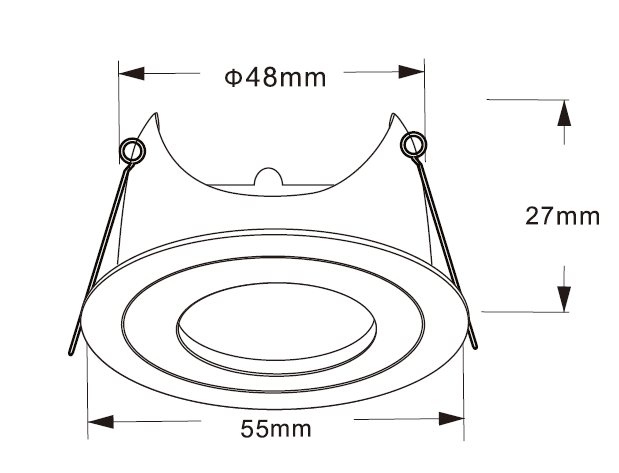 Parovo armatuur afmetingen Ø55 mm zaagmaat