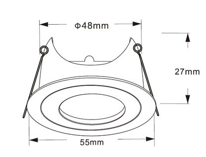 Parovo armatuur afmetingen Ø55 mm zaagmaat