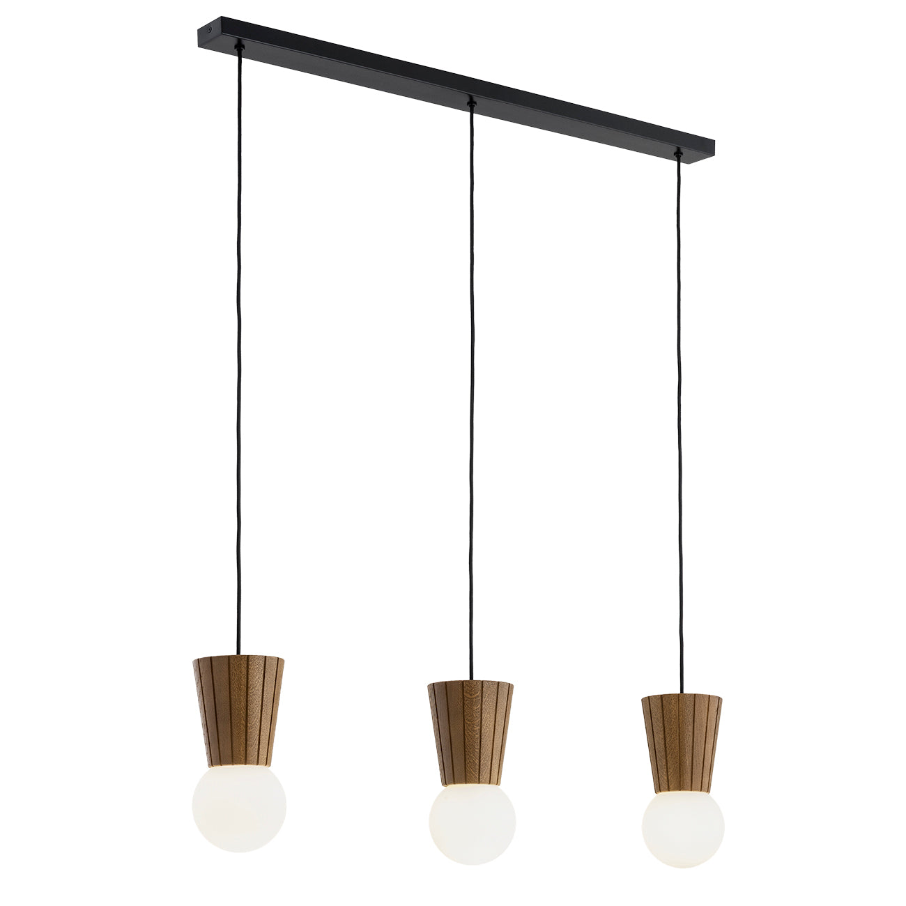 Volante hanglamp Opaal-donkerhout 3-lichts