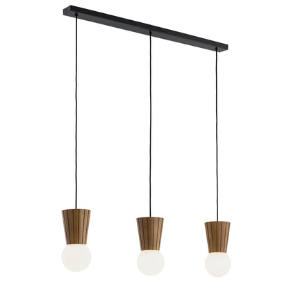 Volante hanglamp Opaal-donkerhout 3-lichts