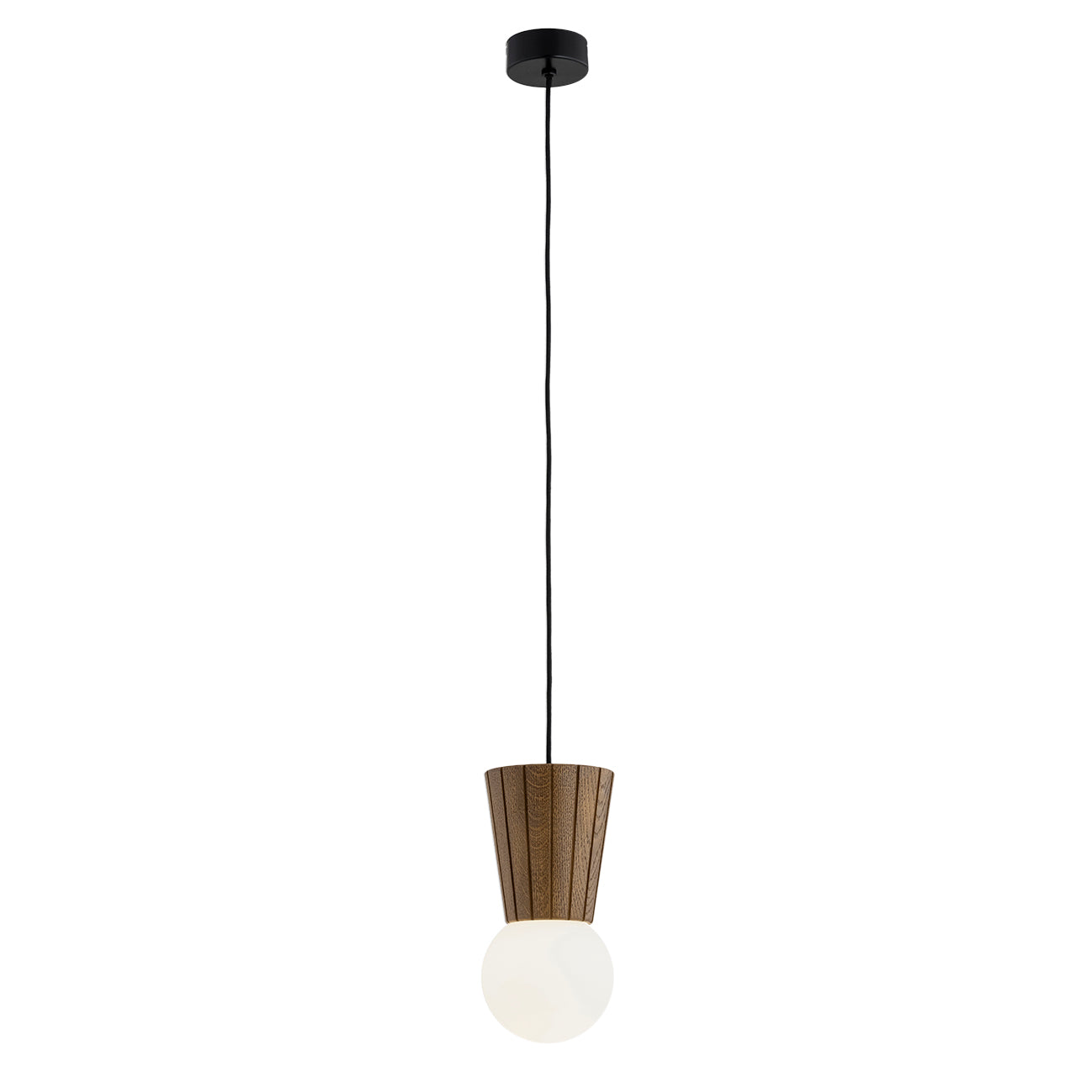 Volante hanglamp Opaal-donkerhout 1-lichts