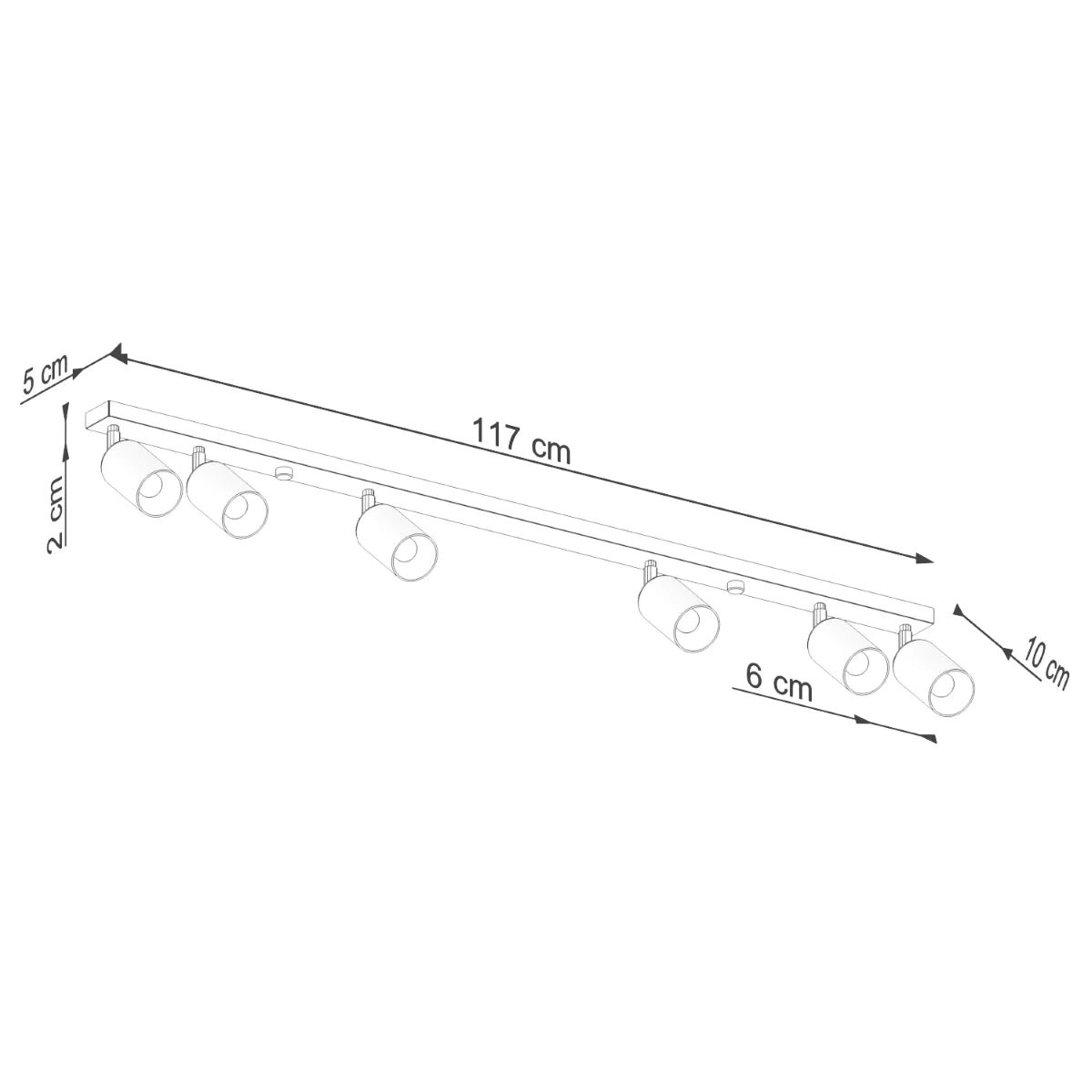 Velaro Six | 6-Light Ceiling Lamp | Matte Black & Gold