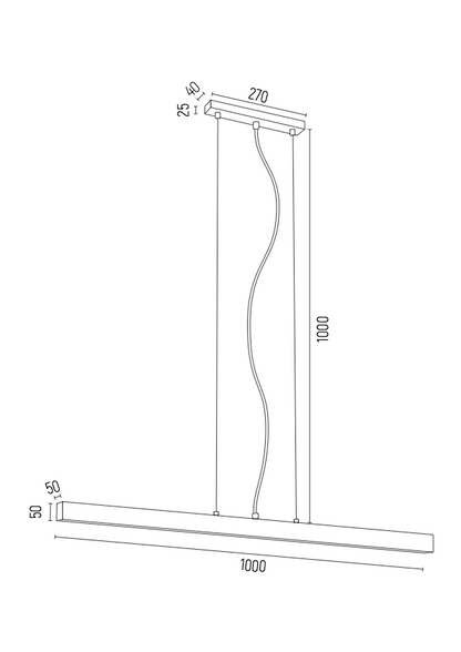 Vermont LED-hanglamp technische tekening met afmetingen