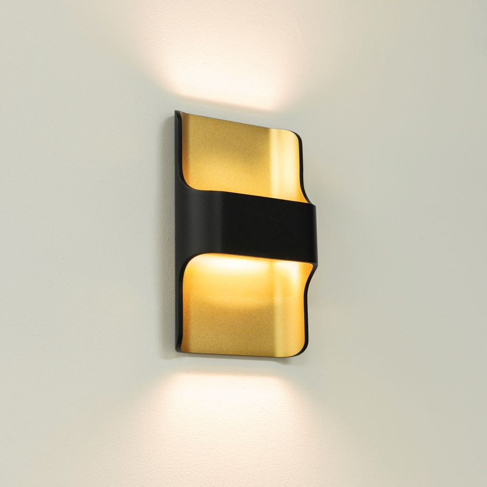 Wandlamp DALLAS - Zwart/mat goud