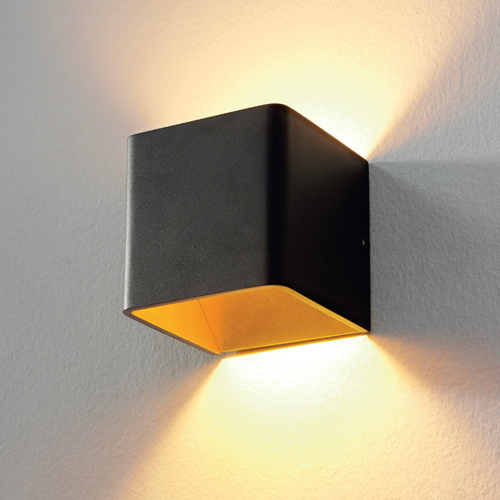 Wandlamp FULDA - Zwart/mat goud