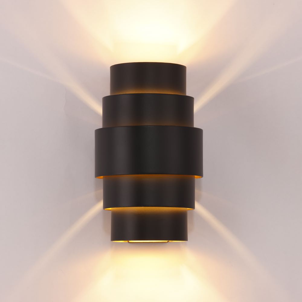 Wandlamp ROLLS - Zwart/goud