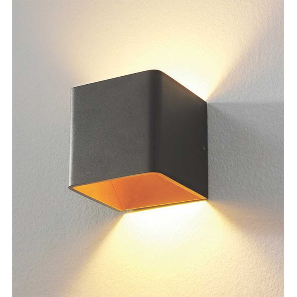 Wandlamp FULDA - Zwart/koper