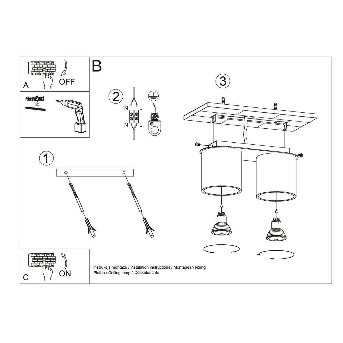 Zyro 2 | 2-spot round ceiling light | white or black