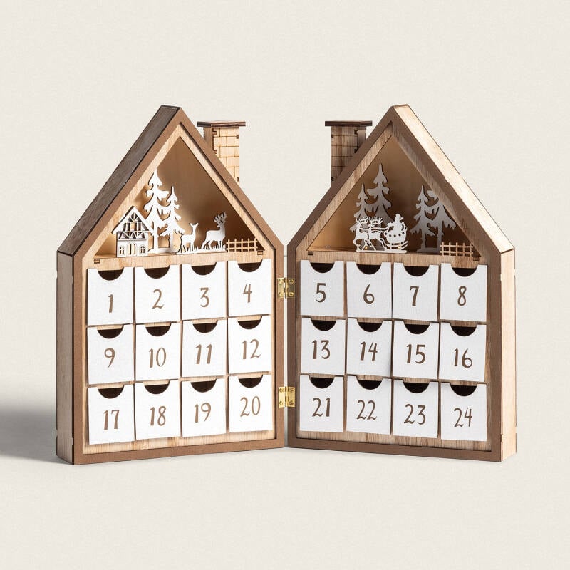 LED adventskalender van hout met 10 warmwitte LED