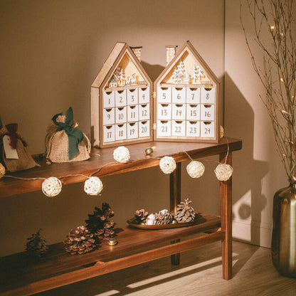 LED adventskalender van hout | 10 LED | warm wit