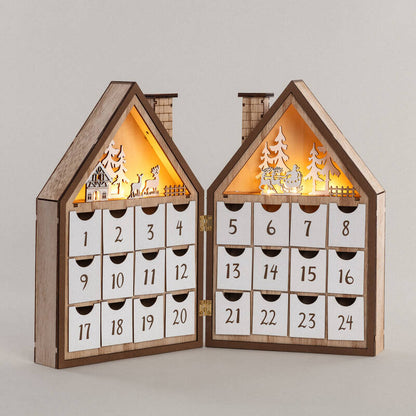 LED adventskalender van hout | 10 LED | warm wit