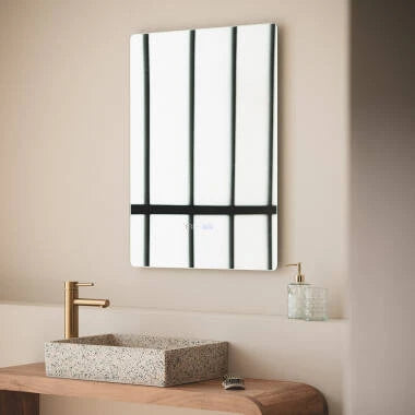 Rechthoekige LED spiegel badkamer 80x60 cm zij-aanzicht