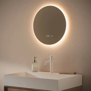 Ronde LED badkamerspiegel Ø45 cm CCT anticondens compact