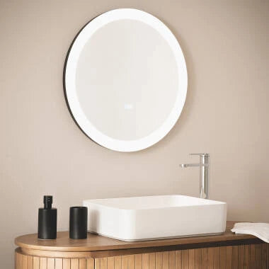 Ronde LED badkamerspiegel Ø60 cm CCT instelbaar anticondens vooraanzicht