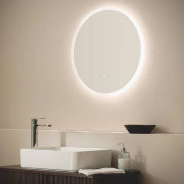 Ronde retro LED badkamerspiegel Ø60 cm CCT anticondens verlichte rand