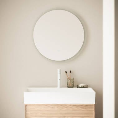 Ronde LED badkamerspiegel Ø60 cm warmwit sfeeropname badkamer