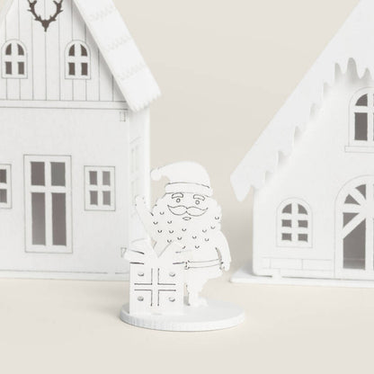 LED kerstdorp van hout | 4 LED | 1 meter breed