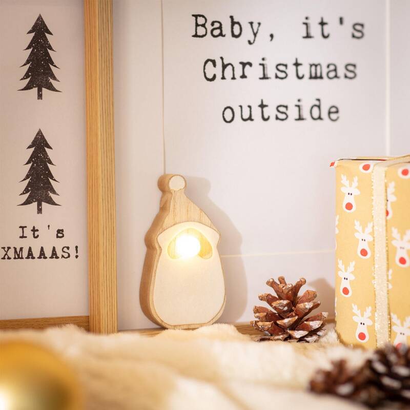 Dřevěný LED Santa Claus | 1 LED dioda | CR2032
