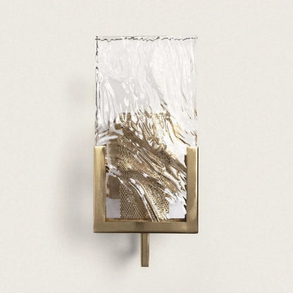 Glamaro | sculpturale wandlamp | metaal en getextureerd glas | goud E14