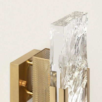 Glamaro | sculpturale wandlamp | metaal en getextureerd glas | goud E14
